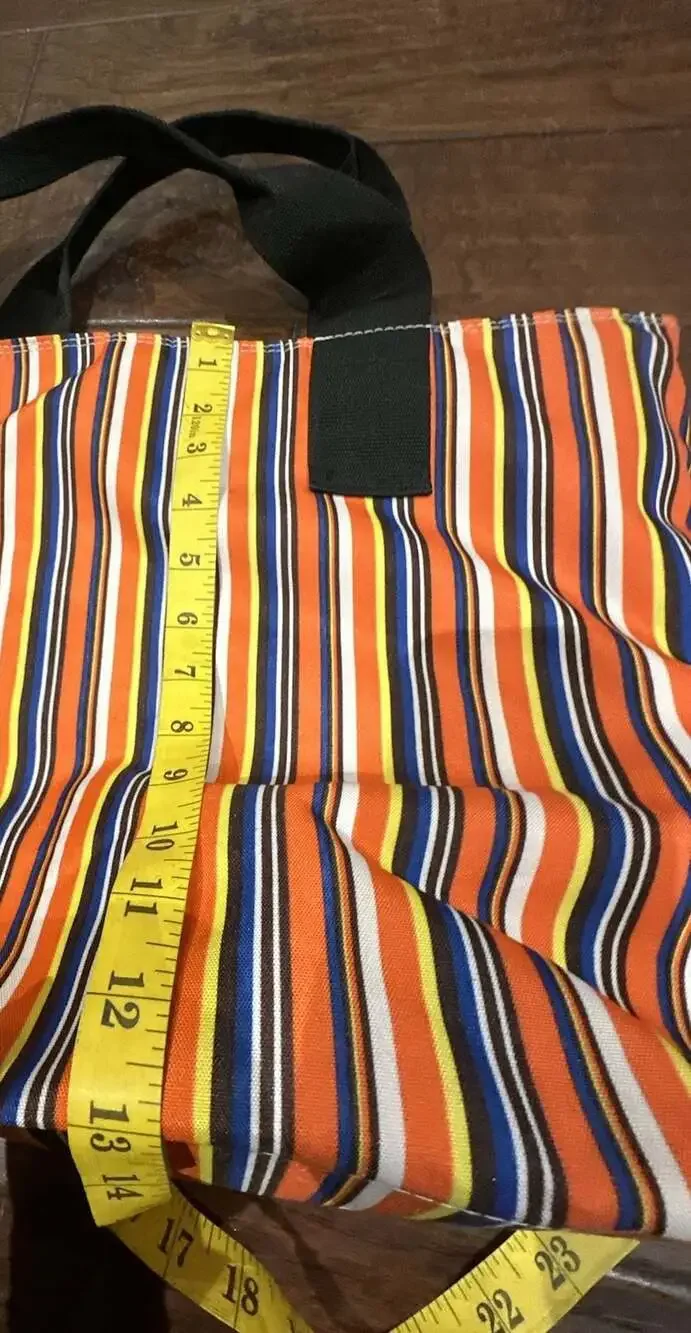 Roberta Freymann New York Multicolored Striped Canvas Tote Bag